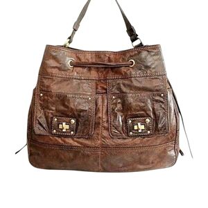 Vintage Juicy Couture Dark Brown Leather Women's Bag Gold Hardware